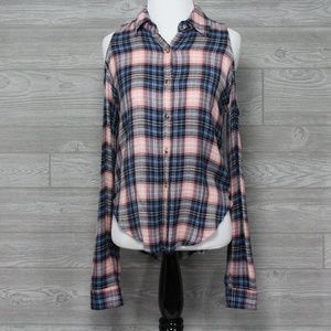 [Wild Blue] Sadie Robertson Blue Pink Plaid Shirt